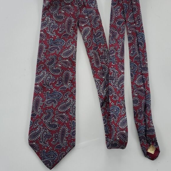 ROBERT STOCK PAISLEY SILK TIE BUNDLE RED YELLOW MAROON BLUE MEN'S OFFICE - Picture 3 of 9